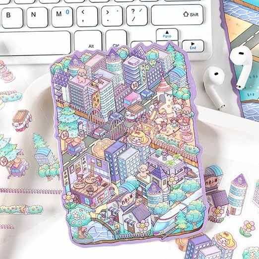 City Centre DIY 3D Sticker Collection 4 Cute Miniature Scenes(S)