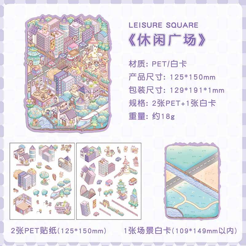 City Centre DIY 3D Sticker Collection 4 Cute Miniature Scenes(S)