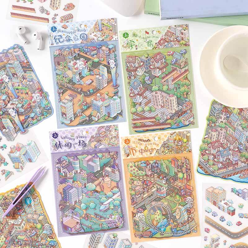 City Centre DIY 3D Sticker Collection 4 Cute Miniature Scenes(S)