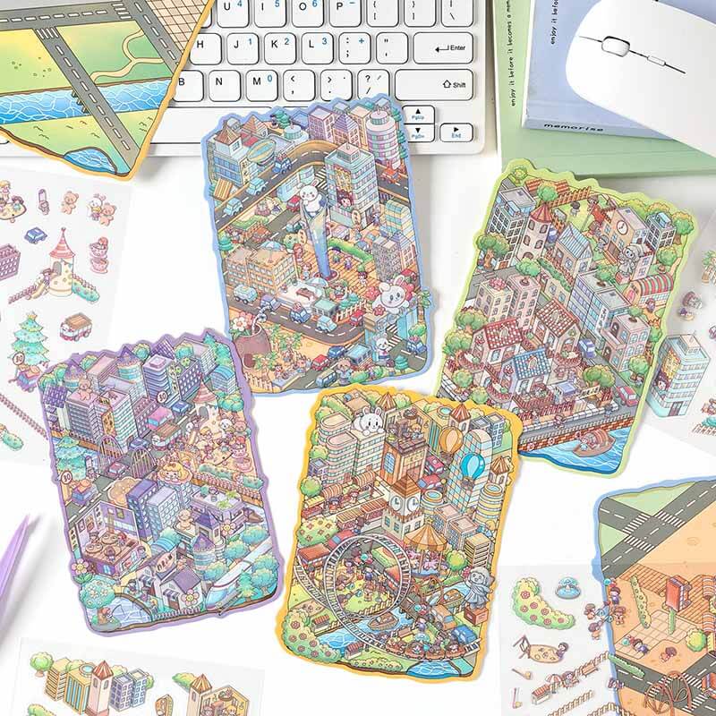 City Centre DIY 3D Sticker Collection 4 Cute Miniature Scenes(S)