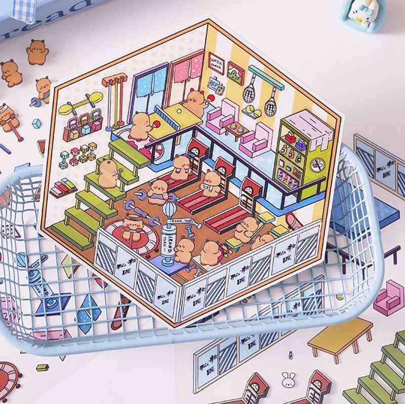 City Mood Rooms DIY 3D Scene Stickers 4 Cute Miniature Scenes(S)