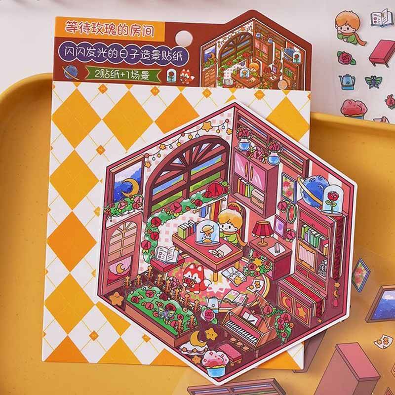City Mood Rooms DIY 3D Scene Stickers 4 Cute Miniature Scenes(S)