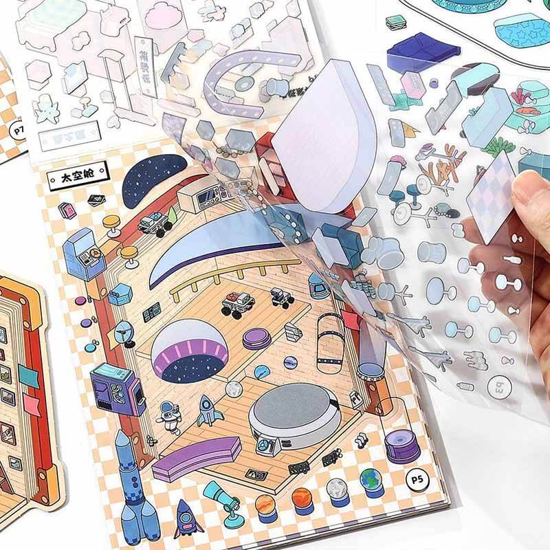 City & Life (Set of 5) DIY 3D Scene Stickers Cute Miniature Scenes Book。 (S)