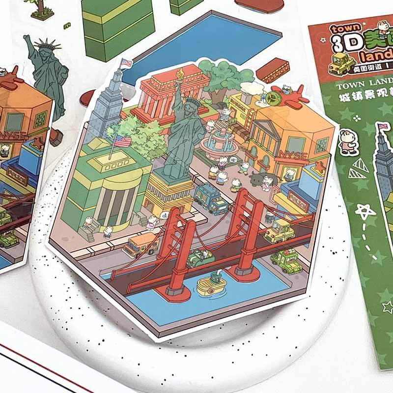 Cityscape by Country DIY 3D Scene Stickers 4 Cute Miniature Scenes(S)