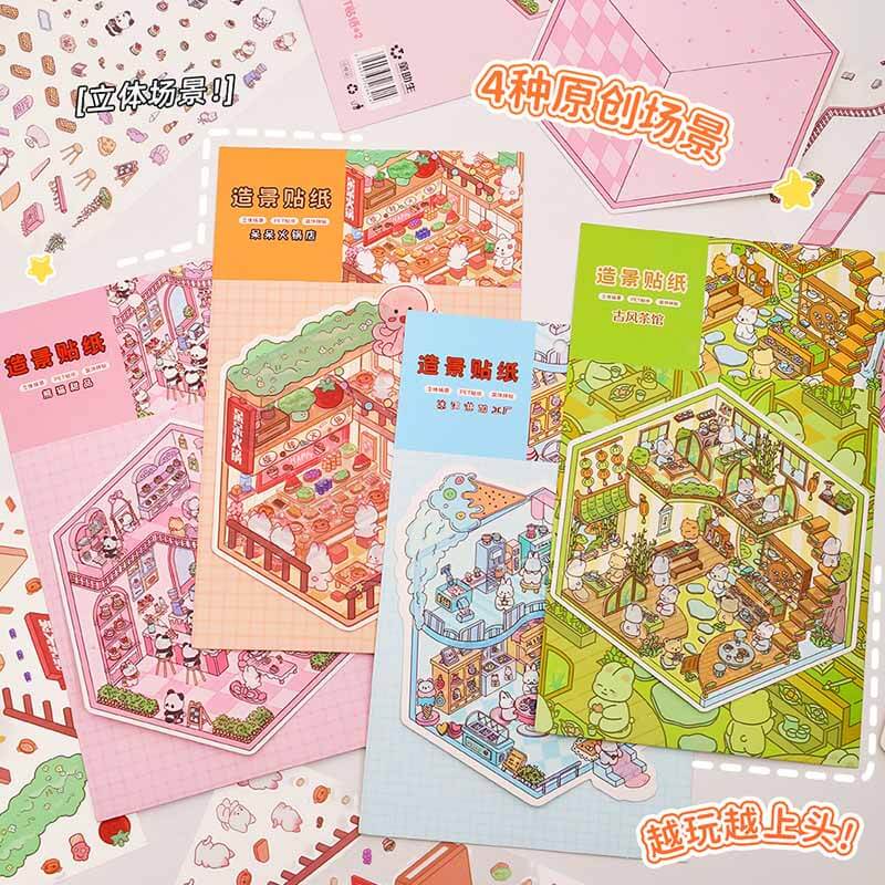 Cityscape by Country DIY 3D Scene Stickers 4 Cute Miniature Scenes(S)