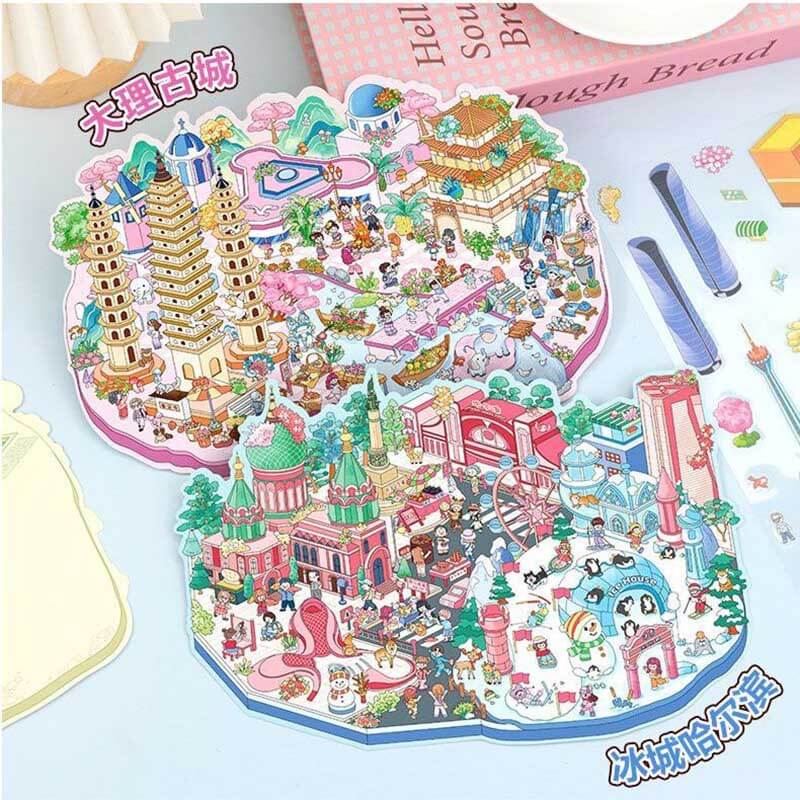 Cityscape of China 2.0 DIY 3D Scene Stickers 4 Cute Miniature Scenes(M)