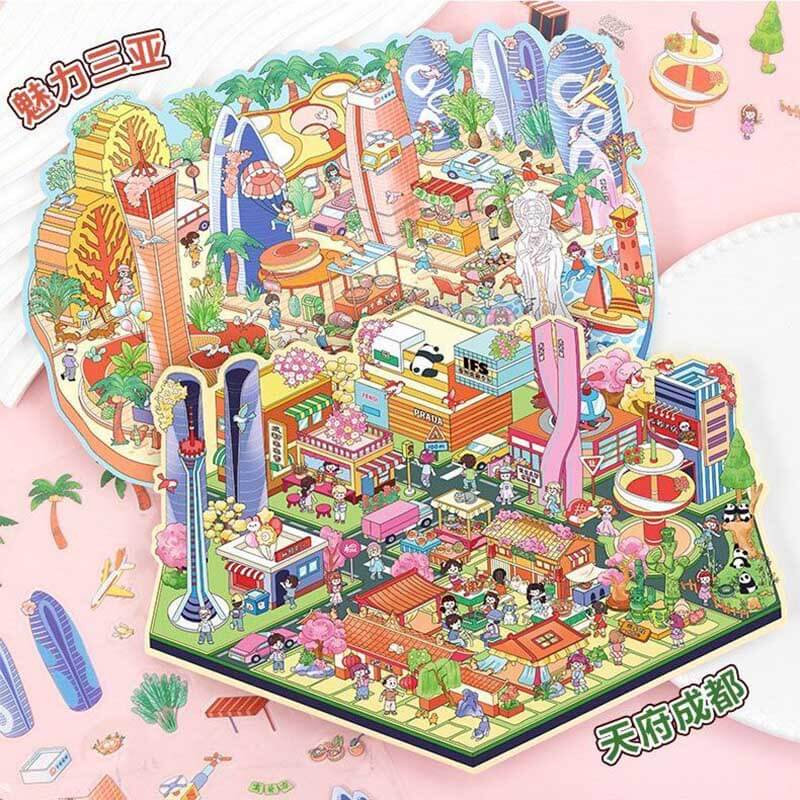 Cityscape of China 2.0 DIY 3D Scene Stickers 4 Cute Miniature Scenes(M)