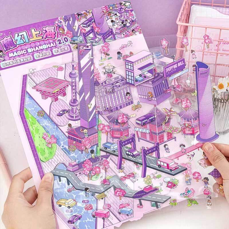 Cityscape of China 1.0 DIY 3D Scene Stickers 4 Cute Miniature Scenes(L)