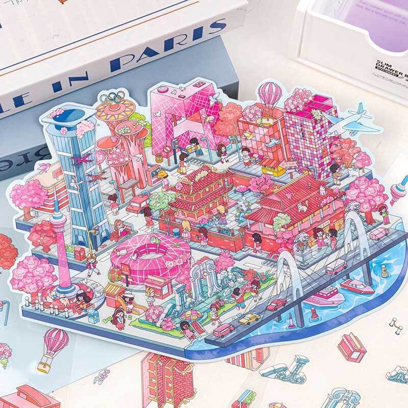 Cityscape of China 1.0 DIY 3D Scene Stickers 4 Cute Miniature Scenes(L)