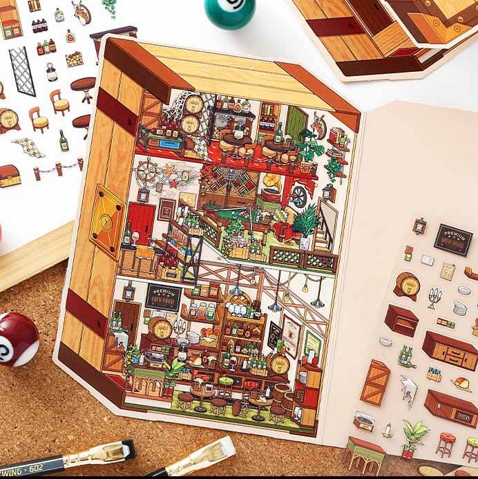 Classical Vault DIY 3D Scene Stickers 4 Cute Miniature Scenes(S)