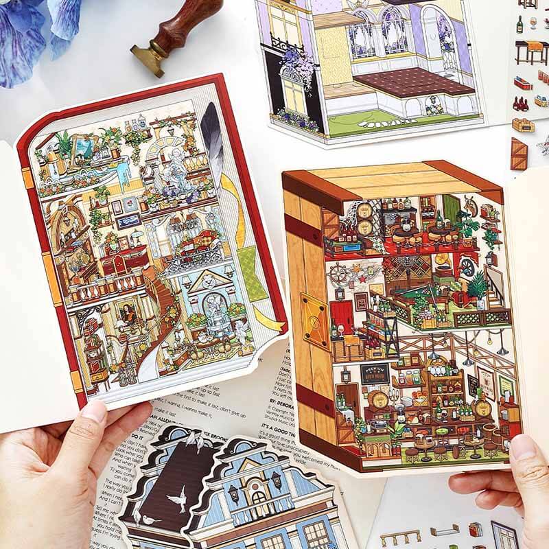 Classical Vault DIY 3D Scene Stickers 4 Cute Miniature Scenes(S)