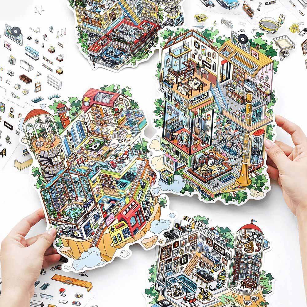 Cliffworks DIY 3D Scene Stickers 4 Cute Miniature Scenes(L)