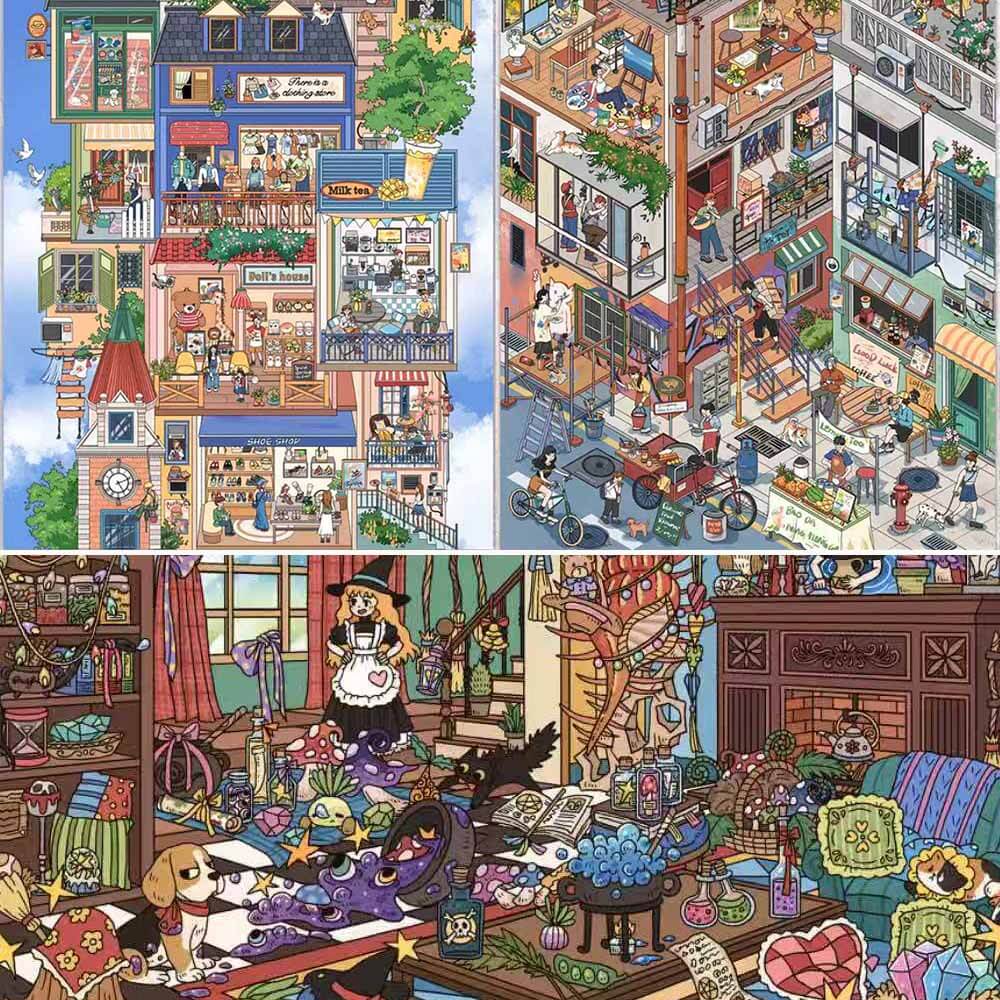 Cloud Reverie DIY 3D Scene Stickers 3 Cute Miniature Scenes(xL)