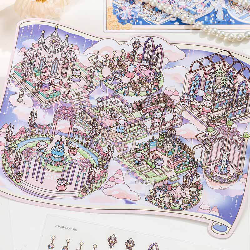 Cloud & Frost Court DIY 3D Scene Stickers 2 Cute Scenes(L)