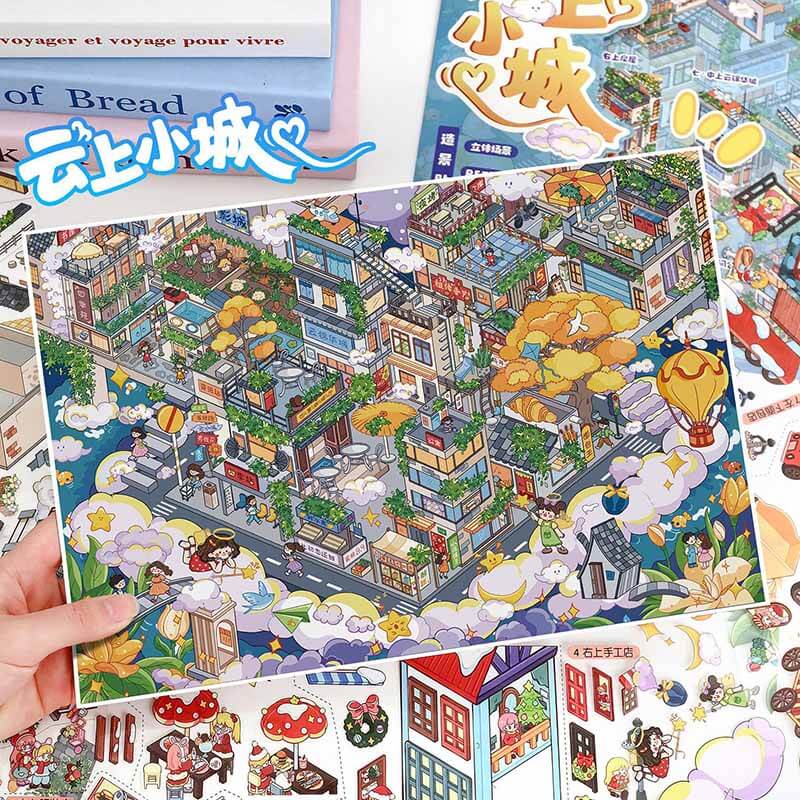 Clouded Noel DIY 3D Scene Stickers 2 Cute Miniature Scenes(L)