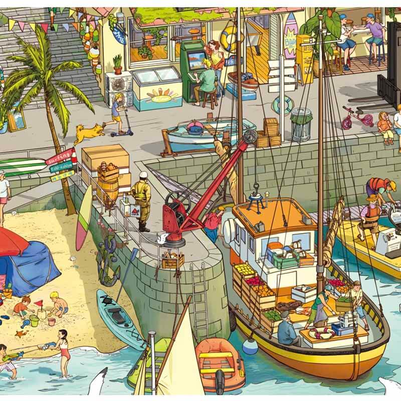 Coastal Park DIY 3D Scene Stickers With Guide Lines(XL)