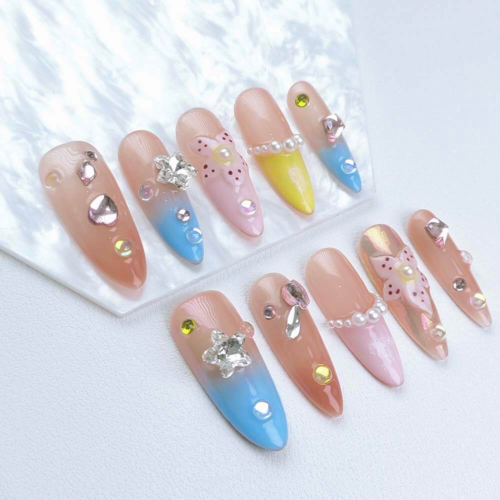 Beauty Art Garden Press On Nails Coral Crystal Dream 175