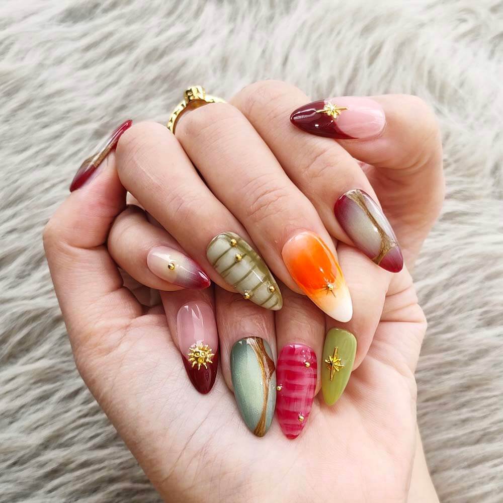 Art Garden Press On Nails Cosmic Colorful Party 163