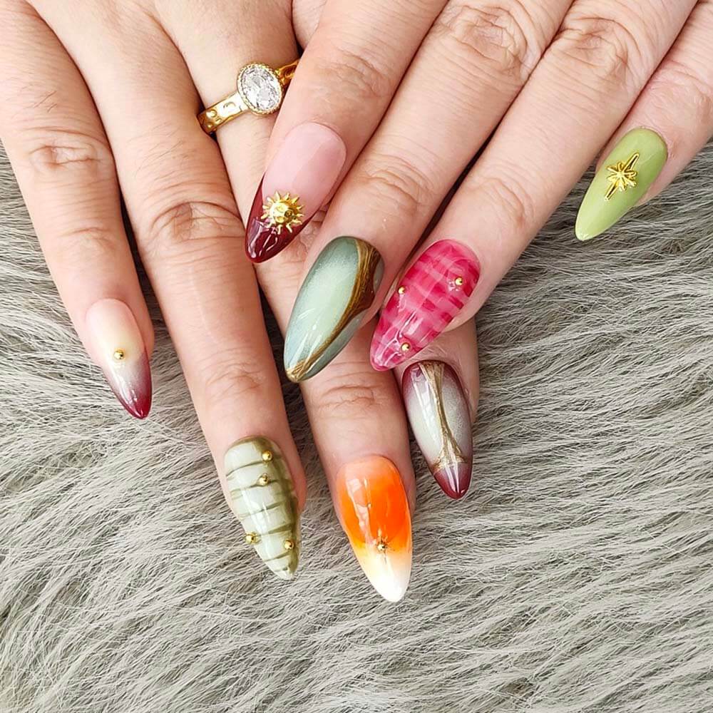 Art Garden Press On Nails Cosmic Colorful Party 163