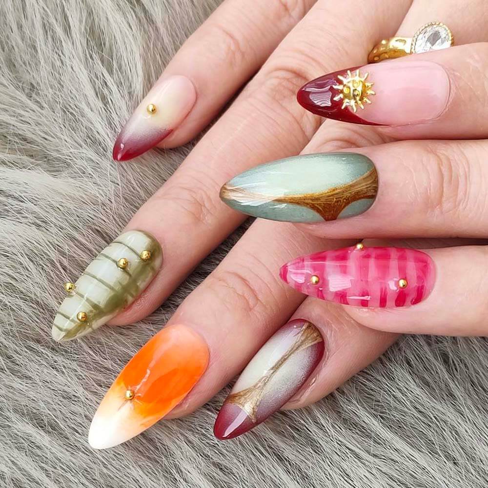 Art Garden Press On Nails Cosmic Colorful Party 163