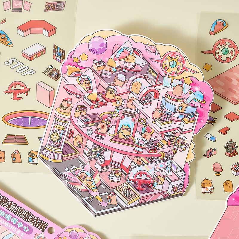 Cosmos & City DIY 3D Scene Stickers 4 Cute Miniature Scenes (L)