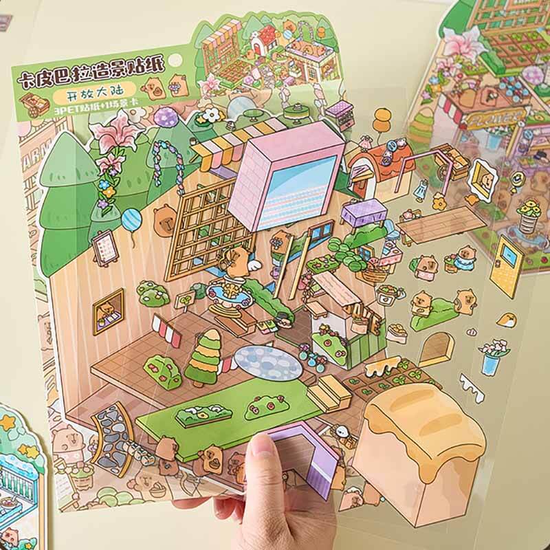 Cosmos & City DIY 3D Scene Stickers 4 Cute Miniature Scenes (L)