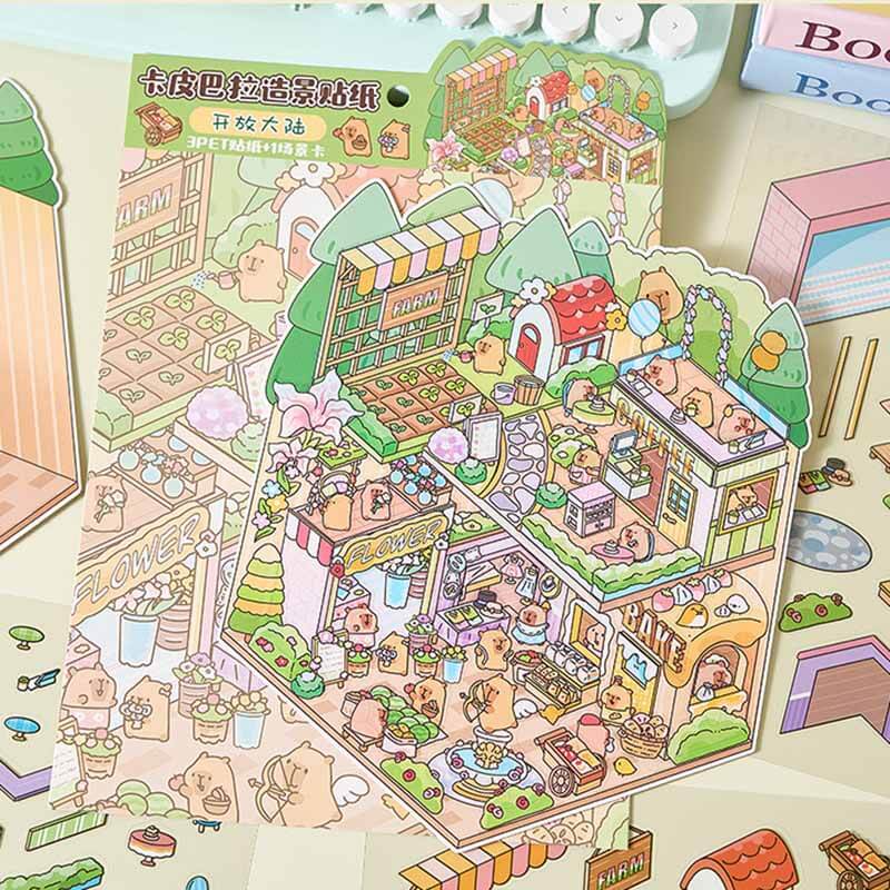 Cosmos & City DIY 3D Scene Stickers 4 Cute Miniature Scenes (L)