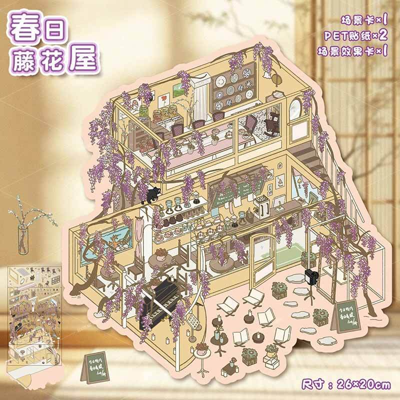Cottage Whimsy DIY 3D Scene Stickers 2 Cute Miniature Scenes(L)