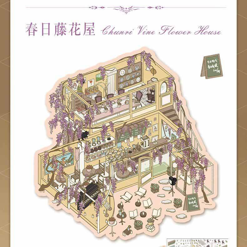Cottage Whimsy DIY 3D Scene Stickers 2 Cute Miniature Scenes(L)
