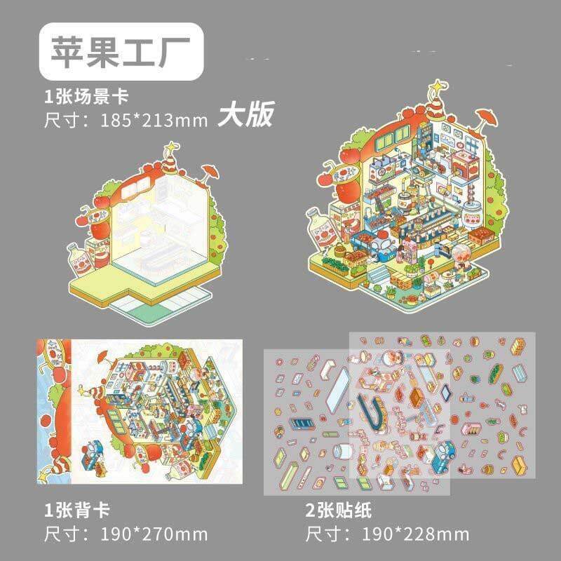 Countryside Delight DIY 3D Scene Stickers 3 Cute Miniature Scenes(L)
