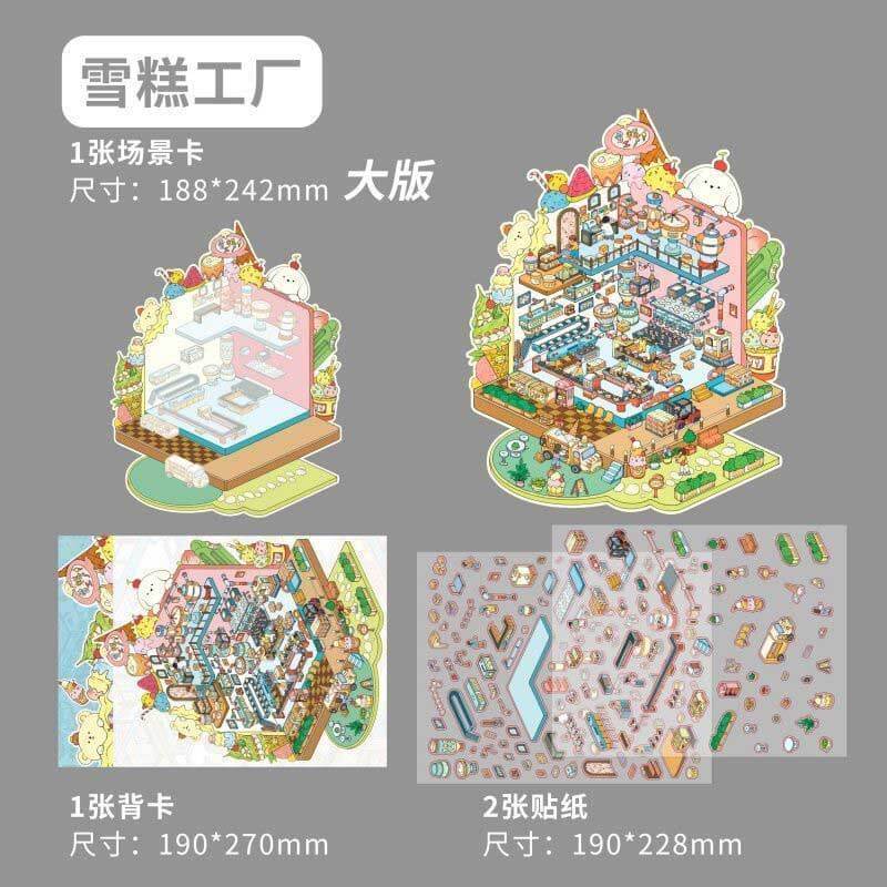Countryside Delight DIY 3D Scene Stickers 3 Cute Miniature Scenes(L)