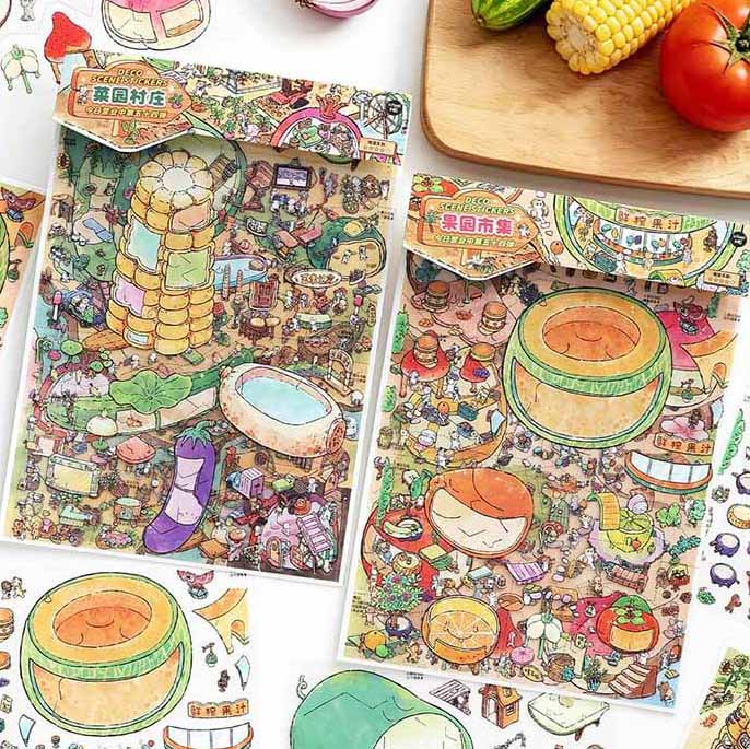 Countryside Harvest DIY 3D Scene Stickers 2 Cute Scenes(xL)