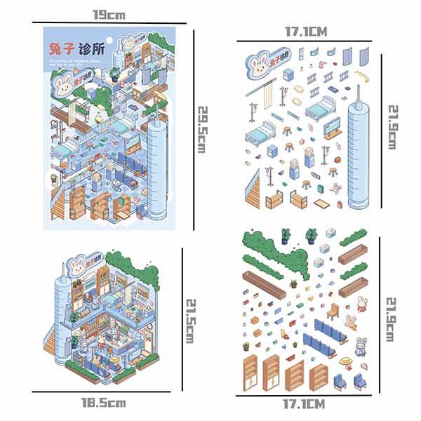 Cozy Adventures DIY 3D Scene Stickers 4 Cute Miniature Scenes(L)