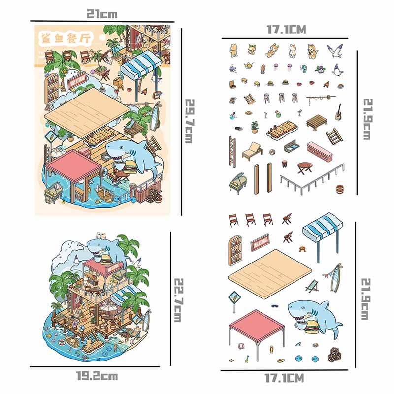 Cozy Adventures DIY 3D Scene Stickers 4 Cute Miniature Scenes (L)