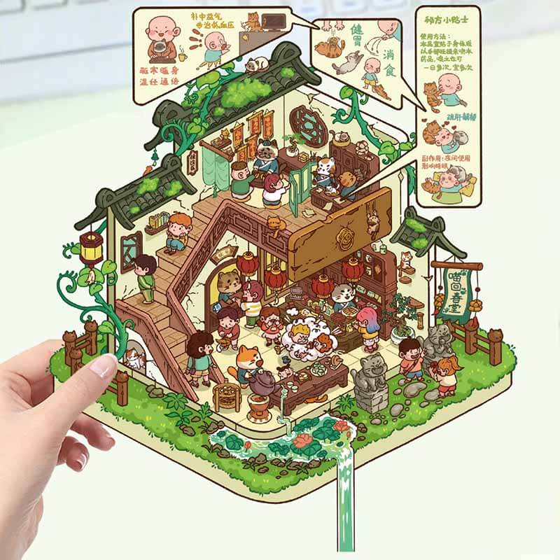 Cozy Adventures DIY 3D Scene Stickers 4 Cute Miniature Scenes (L)