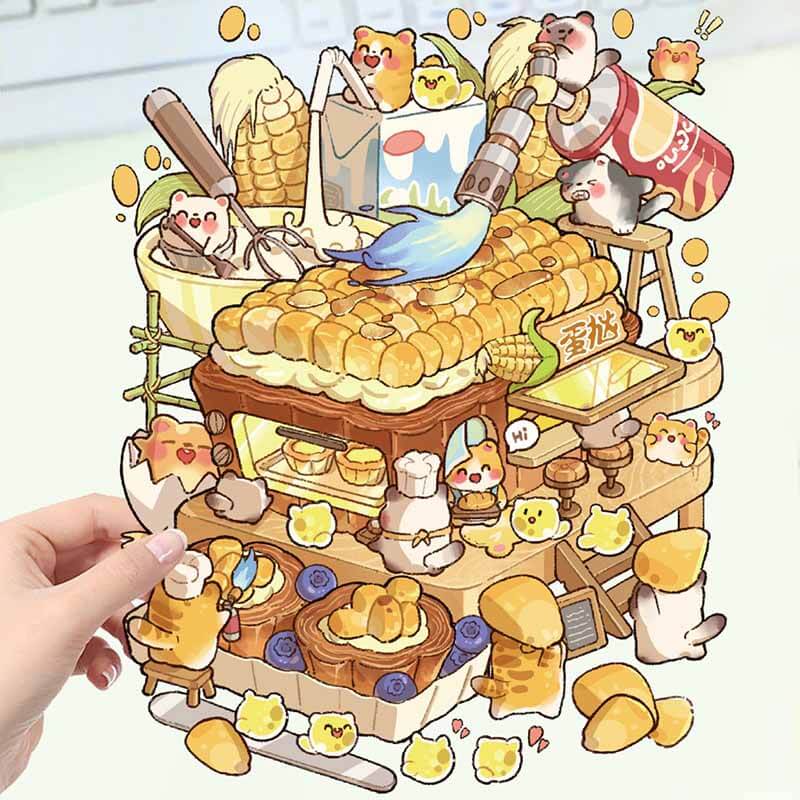 Cozy Adventures DIY 3D Scene Stickers 4 Cute Miniature Scenes (L)