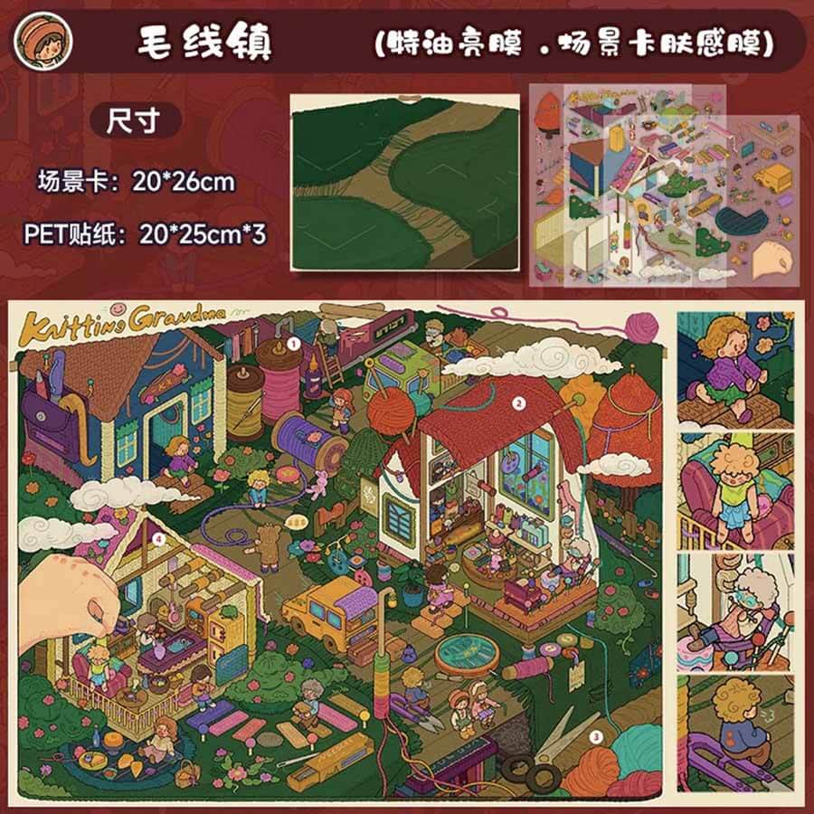 Cozy Chronicle DIY 3D Scene Stickers 4 Cute Miniature Scenes(L)