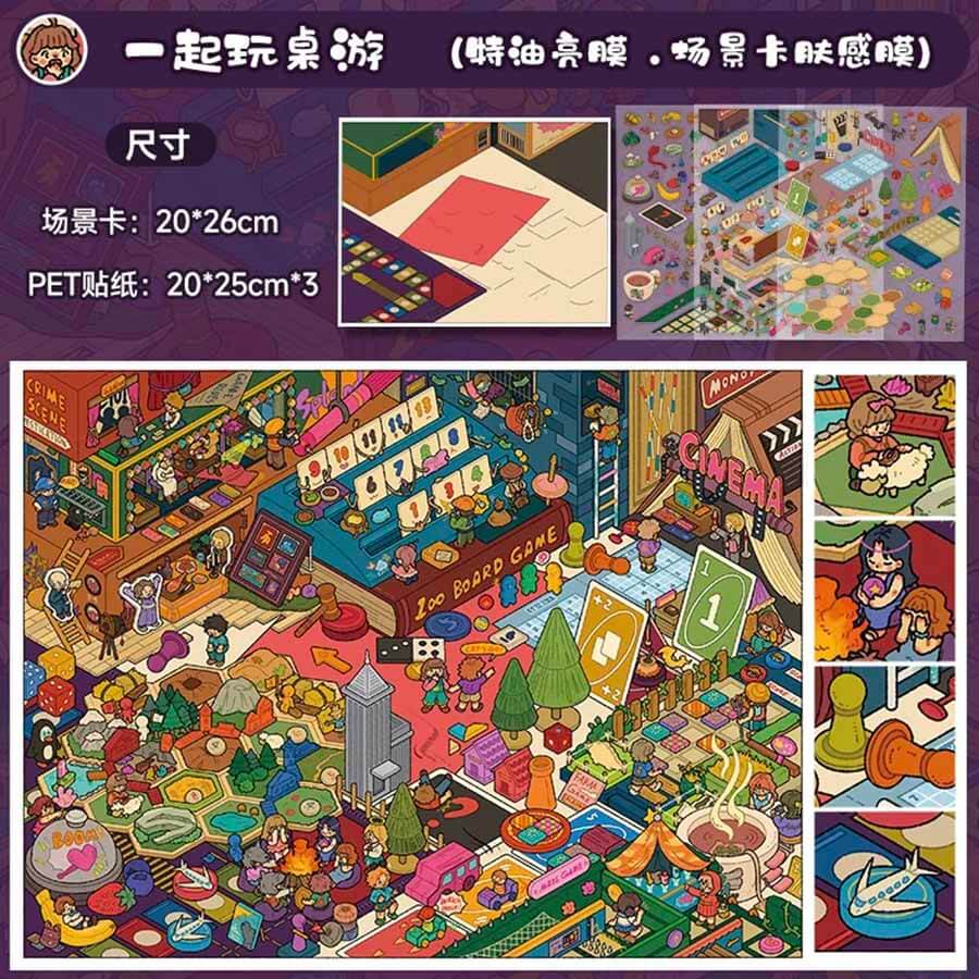 Cozy Chronicle DIY 3D Scene Stickers 4 Cute Miniature Scenes(L)