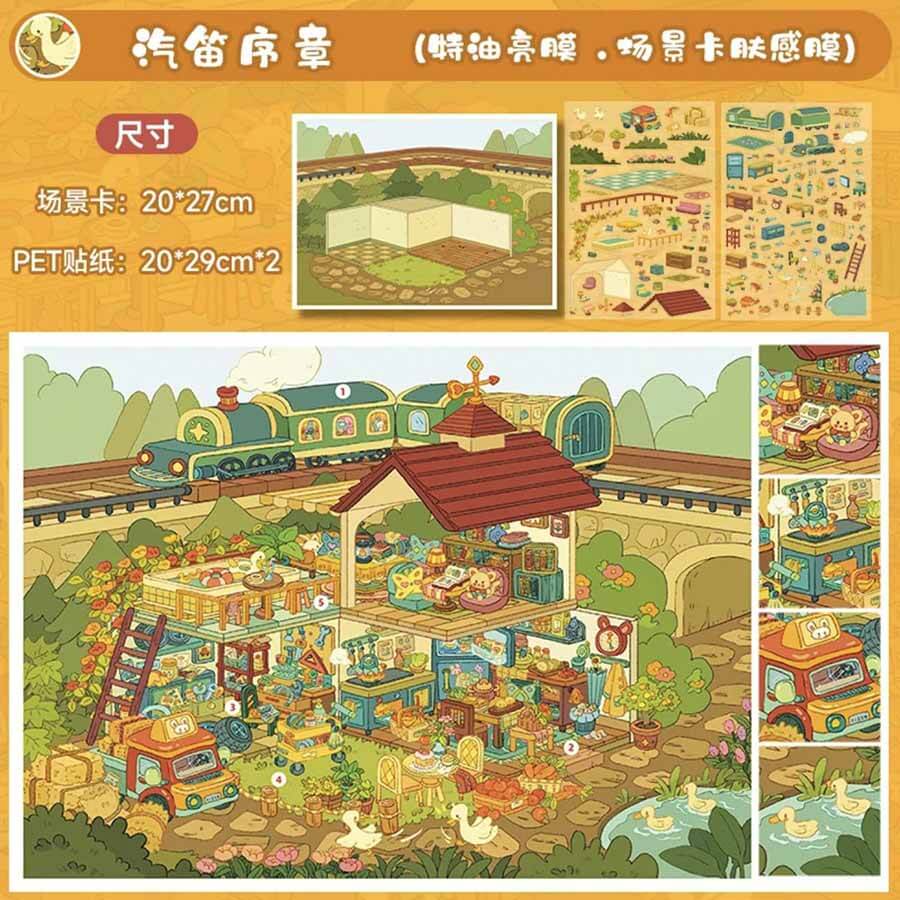 Cozy Chronicle DIY 3D Scene Stickers 4 Cute Miniature Scenes(L)