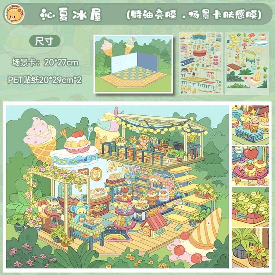 Cozy Chronicle DIY 3D Scene Stickers 4 Cute Miniature Scenes(L)