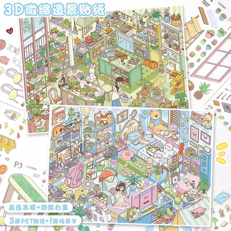 Cozy Day DIY 3D Scene Stickers With Guide Lines(L)