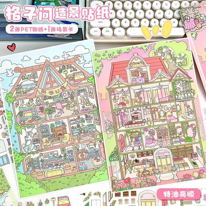 Cozy Dream Nest DIY 3D Scene Stickers 2 Cute Miniature Scenes(L)