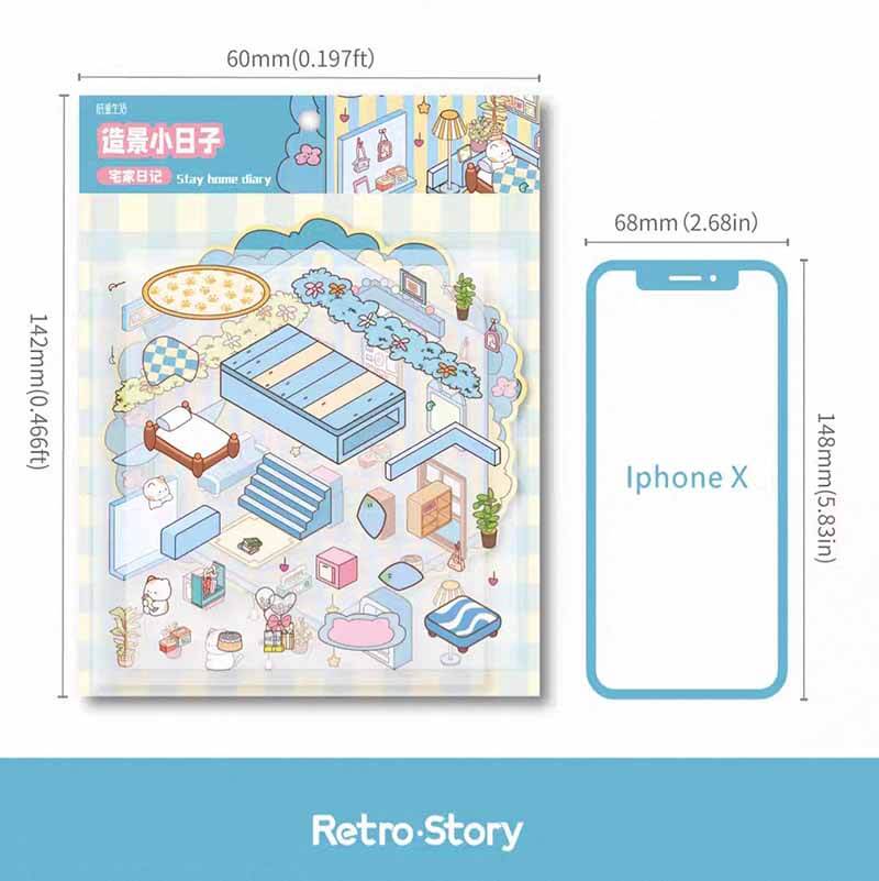 Cozy Living DIY 3D Scene Stickers 4 Cute Miniature Scenes(S)