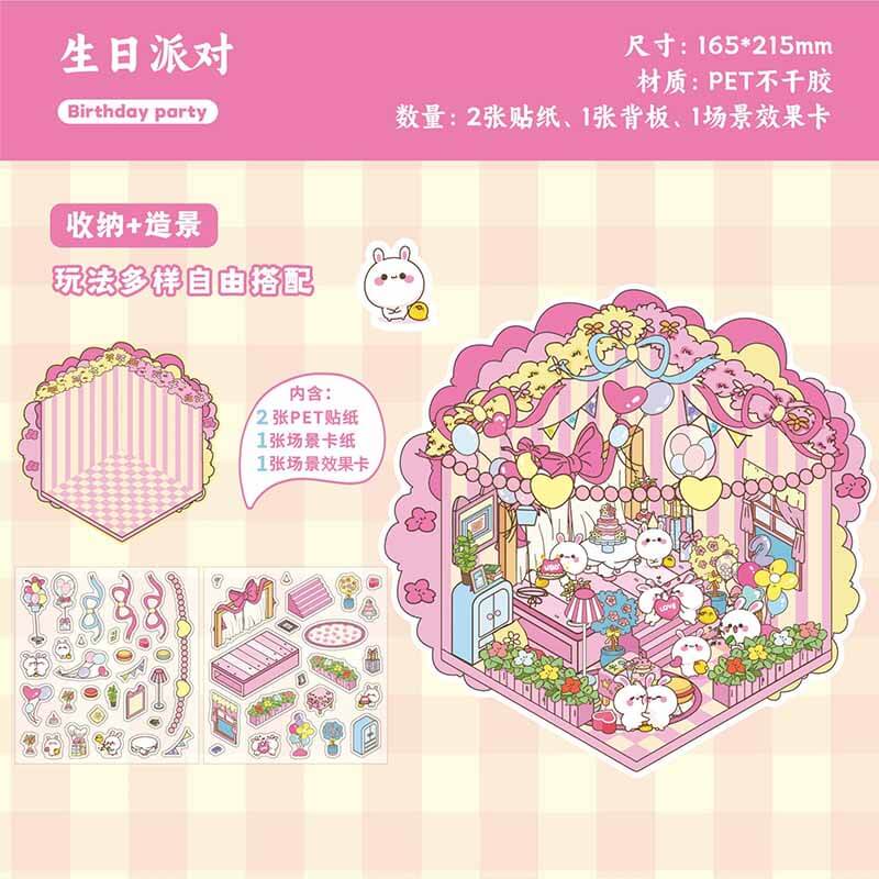 Cozy Living DIY 3D Scene Stickers 4 Cute Miniature Scenes(S)