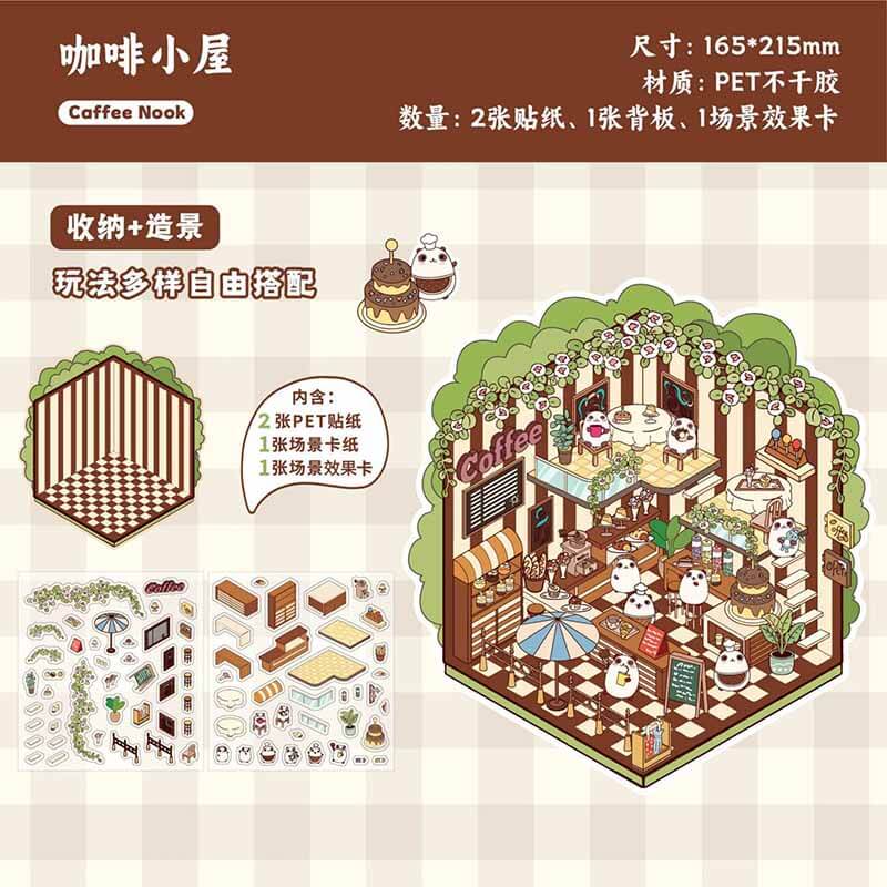 Cozy Living DIY 3D Scene Stickers 4 Cute Miniature Scenes(S)