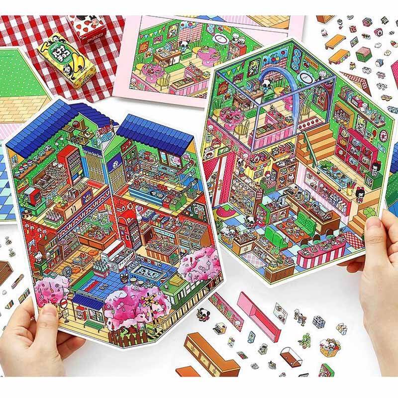 Cozy Nights in Japan DIY 3D Scene Stickers 4 Miniature Scenes(L)