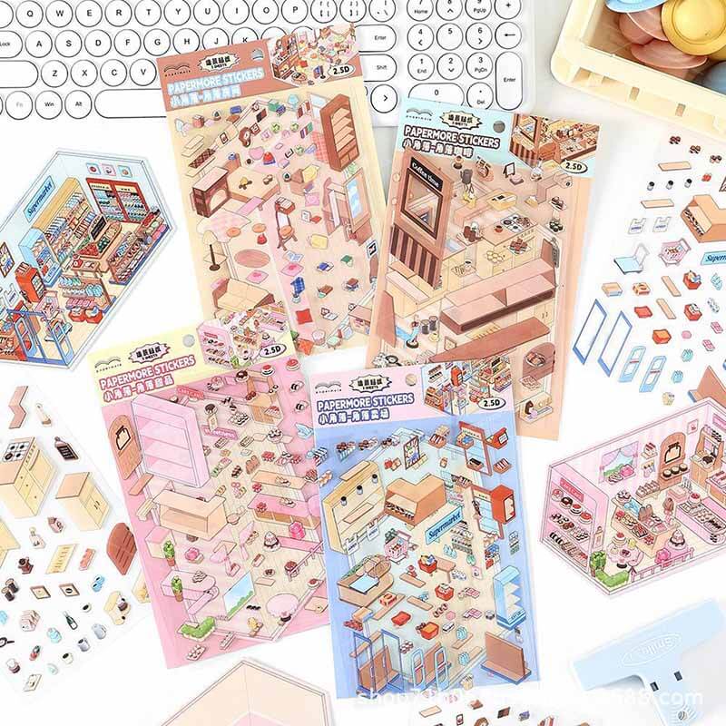 Cozy Nooks DIY 3D Scene Stickers 4 Cute Miniature Scenes(S)