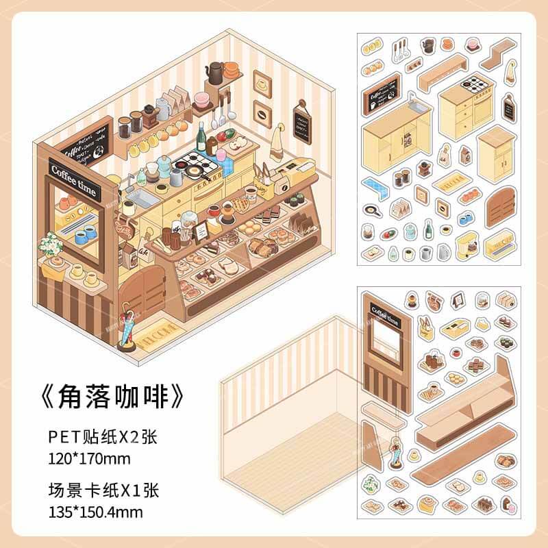 Cozy Nooks DIY 3D Scene Stickers 4 Cute Miniature Scenes(S)