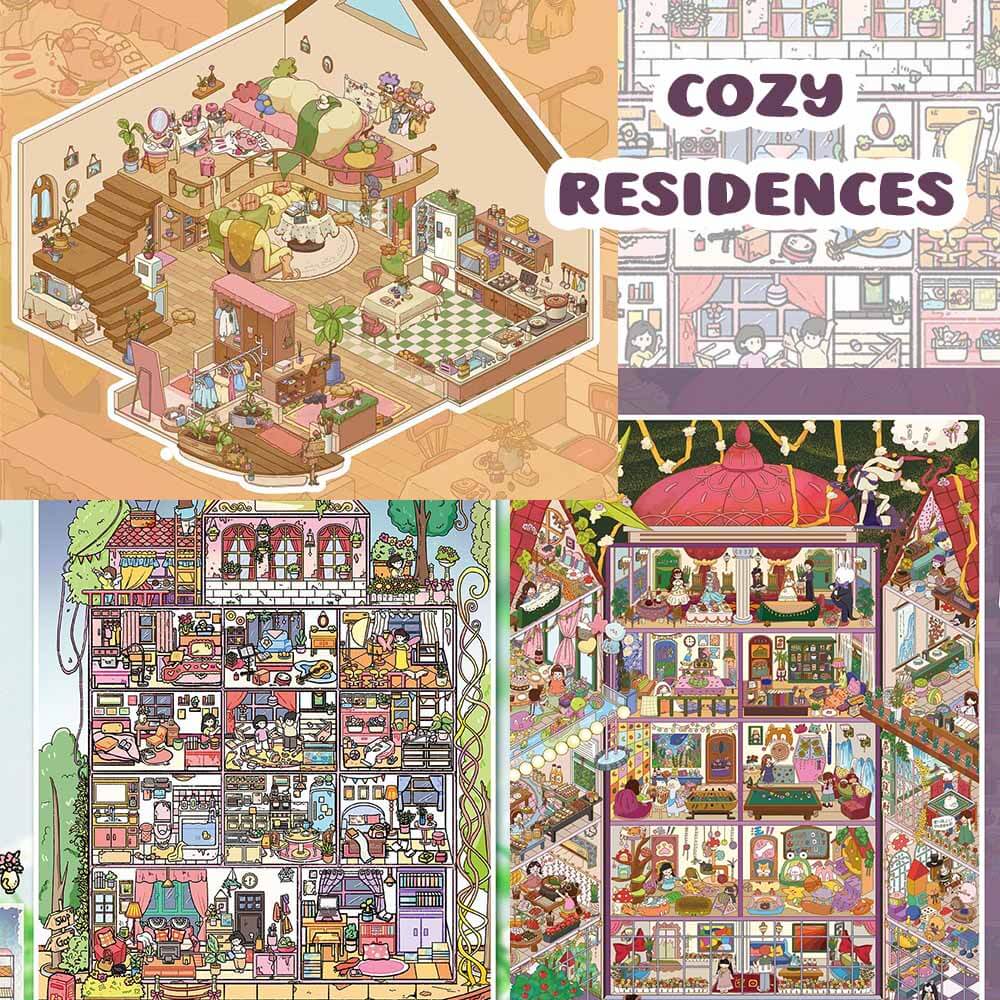 Cozy Residences DIY 3D Sticker 3 Cute Miniature Scenes(L)