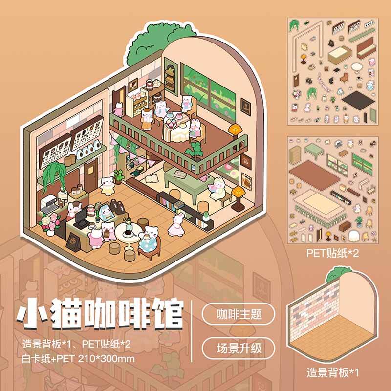 Cozy Retreats DIY 3D Scene Stickers 4 Cute Miniature Scenes(L)